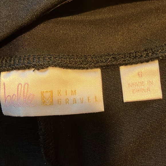 BELLE BY KIM GRAVEL FAUX LEATHER PONTE PANT WITH HIP ZIPPERS, BLACK - Picture 10 of 16